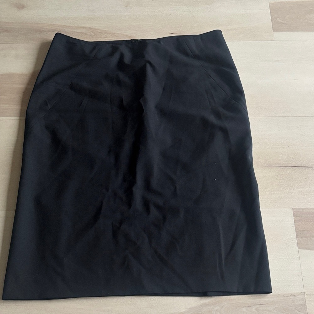 theory wool pencil skirt with back slits black sz 8